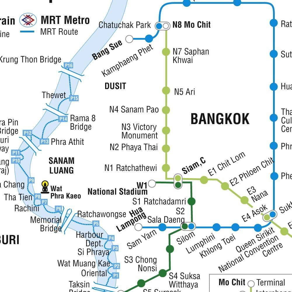 வரைபடம் பாங்காக் மெட்ரோ மற்றும் skytrain