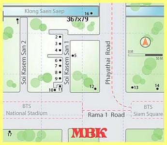 mbk, ஷாப்பிங் மால் உள்ள பாங்காக் வரைபடம்