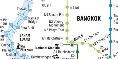 வரைபடம் பாங்காக் மெட்ரோ மற்றும் skytrain